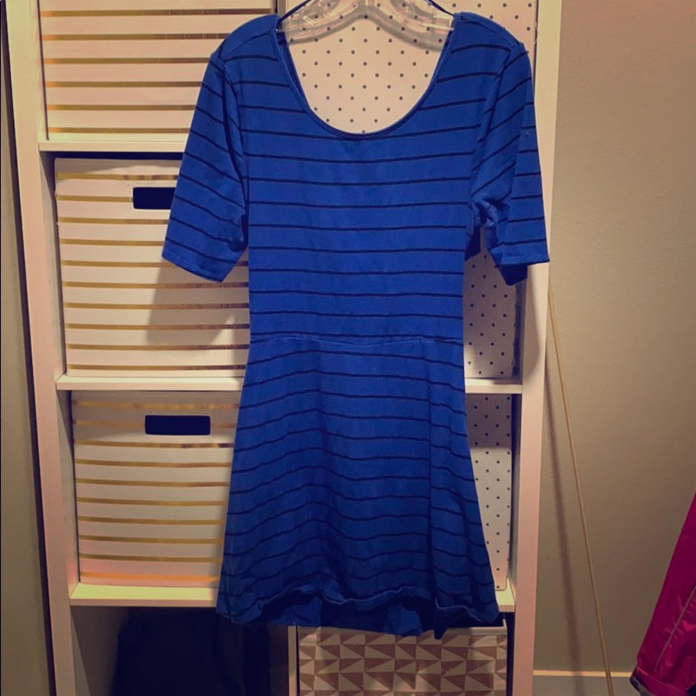 Blue and black open back dress